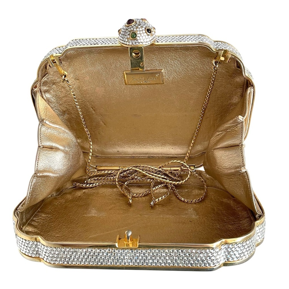 Judith Leiber Swarovski Crystal Minaudiere Clutch Full Set Evening Bag Chain - Picture 7 of 15